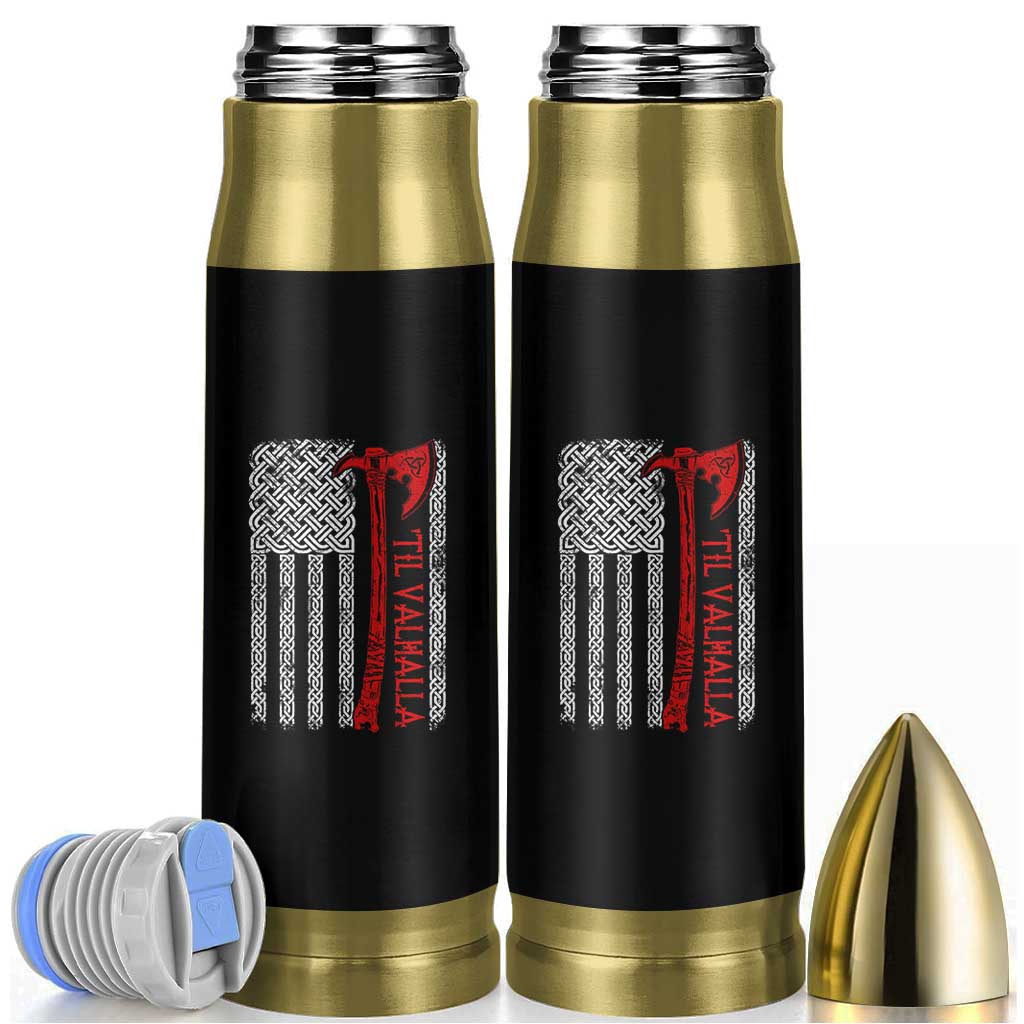 Viking Til Valhalla Bullet Tumbler Norse Mythology Axe Celtic Knot USA Flag - Wonder Print Shop