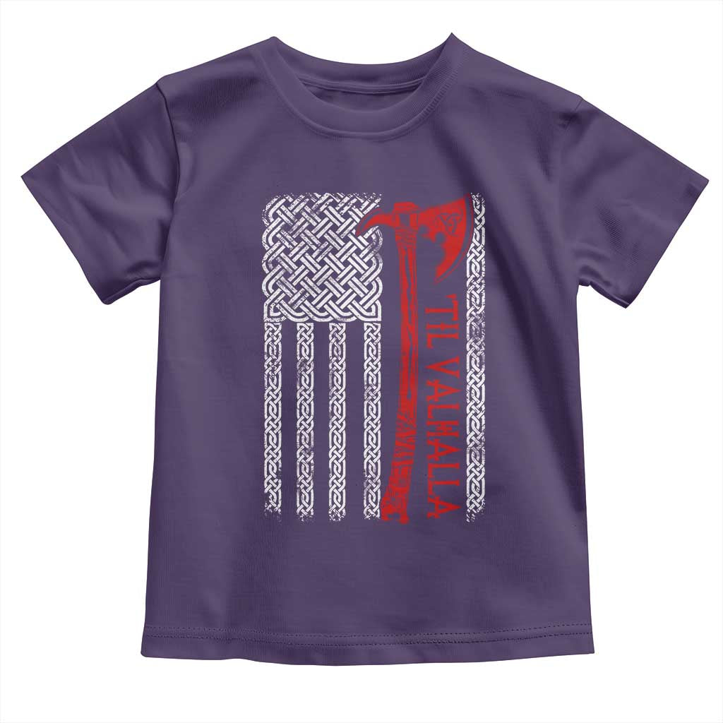 Viking Til Valhalla Toddler T Shirt Norse Mythology Axe Celtic Knot USA Flag - Wonder Print Shop