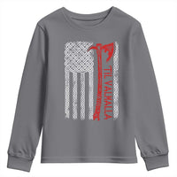 Viking Til Valhalla Youth Sweatshirt Norse Mythology Axe Celtic Knot USA Flag - Wonder Print Shop