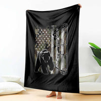 Bear Bowhunting Bow Archery Vintage Camo American Flag Throw Blanket - Wonder Print Shop