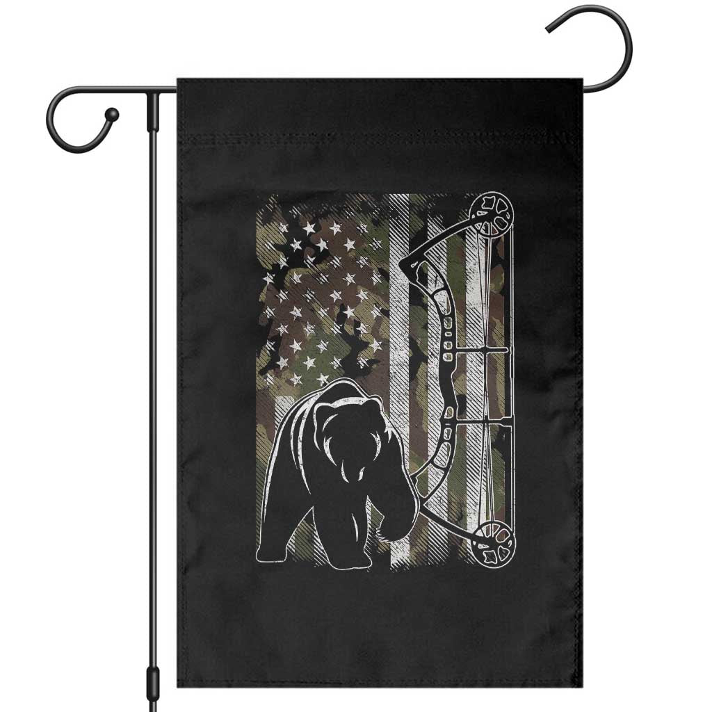Bear Bowhunting Bow Archery Vintage Camo American Flag Garden Flag - Wonder Print Shop
