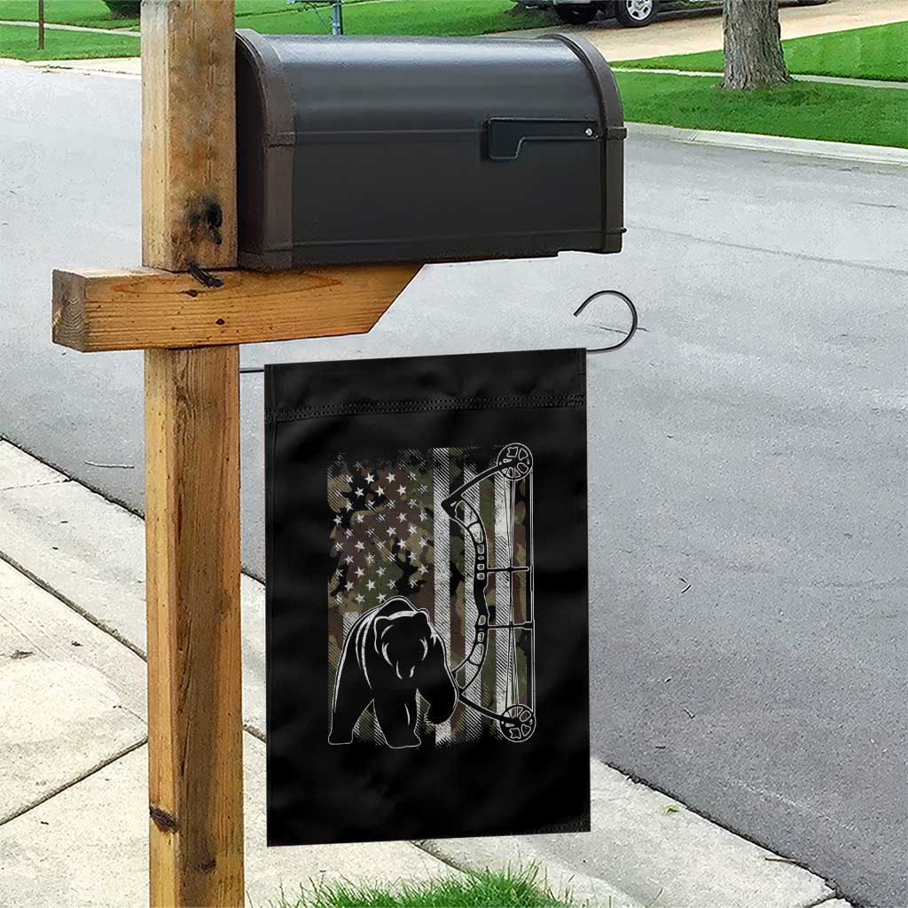 Bear Bowhunting Bow Archery Vintage Camo American Flag Garden Flag - Wonder Print Shop