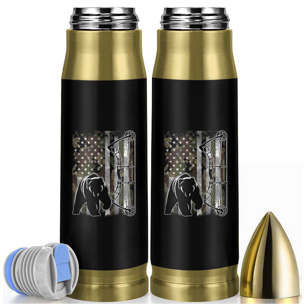 Bear Bowhunting Bow Archery Vintage Camo American Flag Bullet Tumbler - Wonder Print Shop