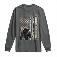 Bear Bowhunting Bow Archery Vintage Camo American Flag Long Sleeve Shirt - Wonder Print Shop