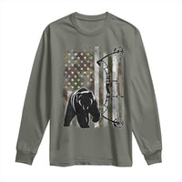 Bear Bowhunting Bow Archery Vintage Camo American Flag Long Sleeve Shirt - Wonder Print Shop