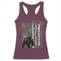 Bear Bowhunting Bow Archery Vintage Camo American Flag Racerback Tank Top - Wonder Print Shop
