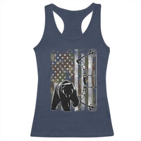 Bear Bowhunting Bow Archery Vintage Camo American Flag Racerback Tank Top - Wonder Print Shop