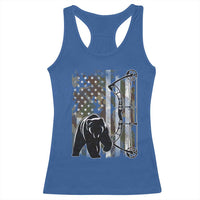 Bear Bowhunting Bow Archery Vintage Camo American Flag Racerback Tank Top - Wonder Print Shop