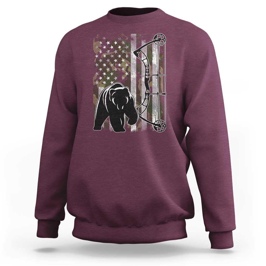Bear Bowhunting Bow Archery Vintage Camo American Flag Sweatshirt - Wonder Print Shop