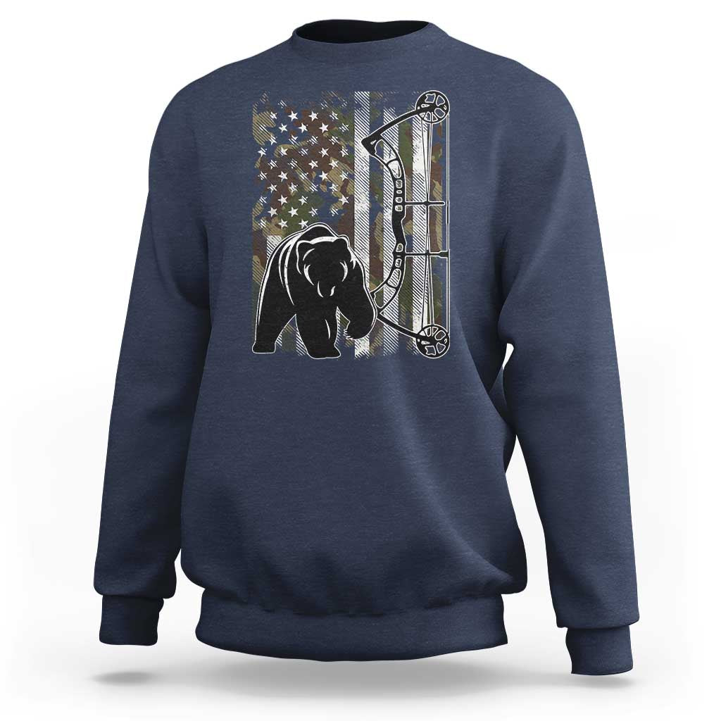 Bear Bowhunting Bow Archery Vintage Camo American Flag Sweatshirt - Wonder Print Shop