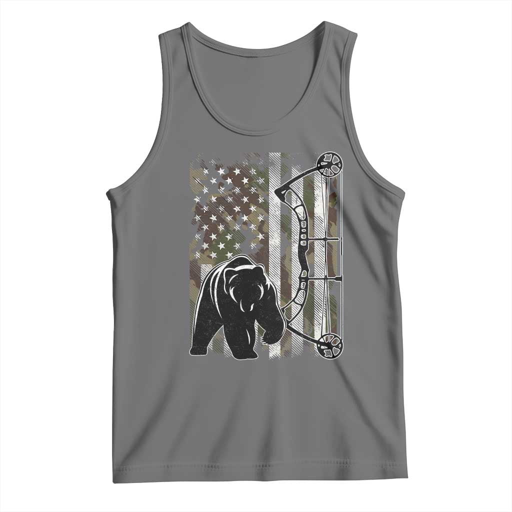 Bear Bowhunting Bow Archery Vintage Camo American Flag Tank Top - Wonder Print Shop