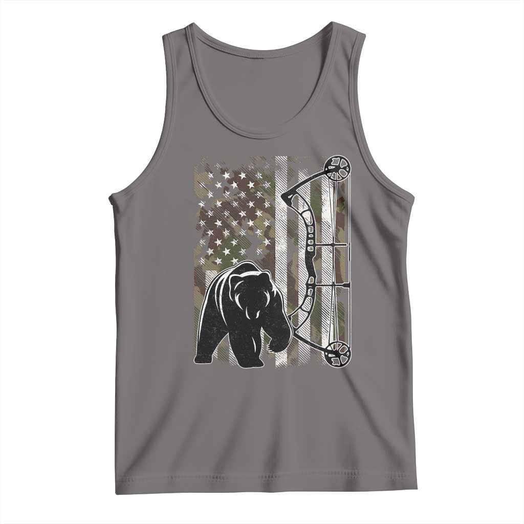 Bear Bowhunting Bow Archery Vintage Camo American Flag Tank Top - Wonder Print Shop