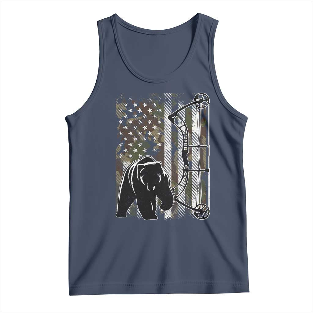 Bear Bowhunting Bow Archery Vintage Camo American Flag Tank Top - Wonder Print Shop