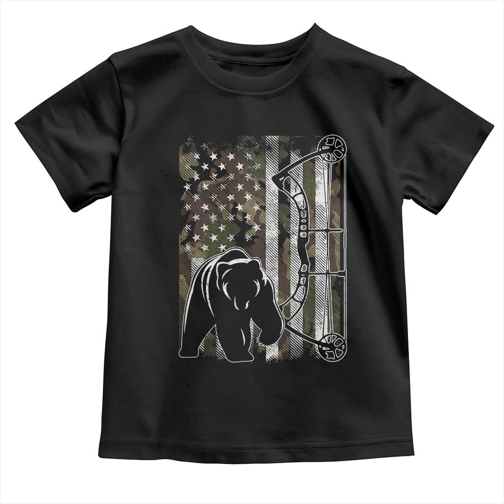 Bear Bowhunting Bow Archery Vintage Camo American Flag Toddler T Shirt - Wonder Print Shop