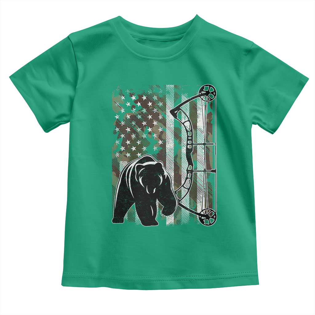 Bear Bowhunting Bow Archery Vintage Camo American Flag Toddler T Shirt - Wonder Print Shop