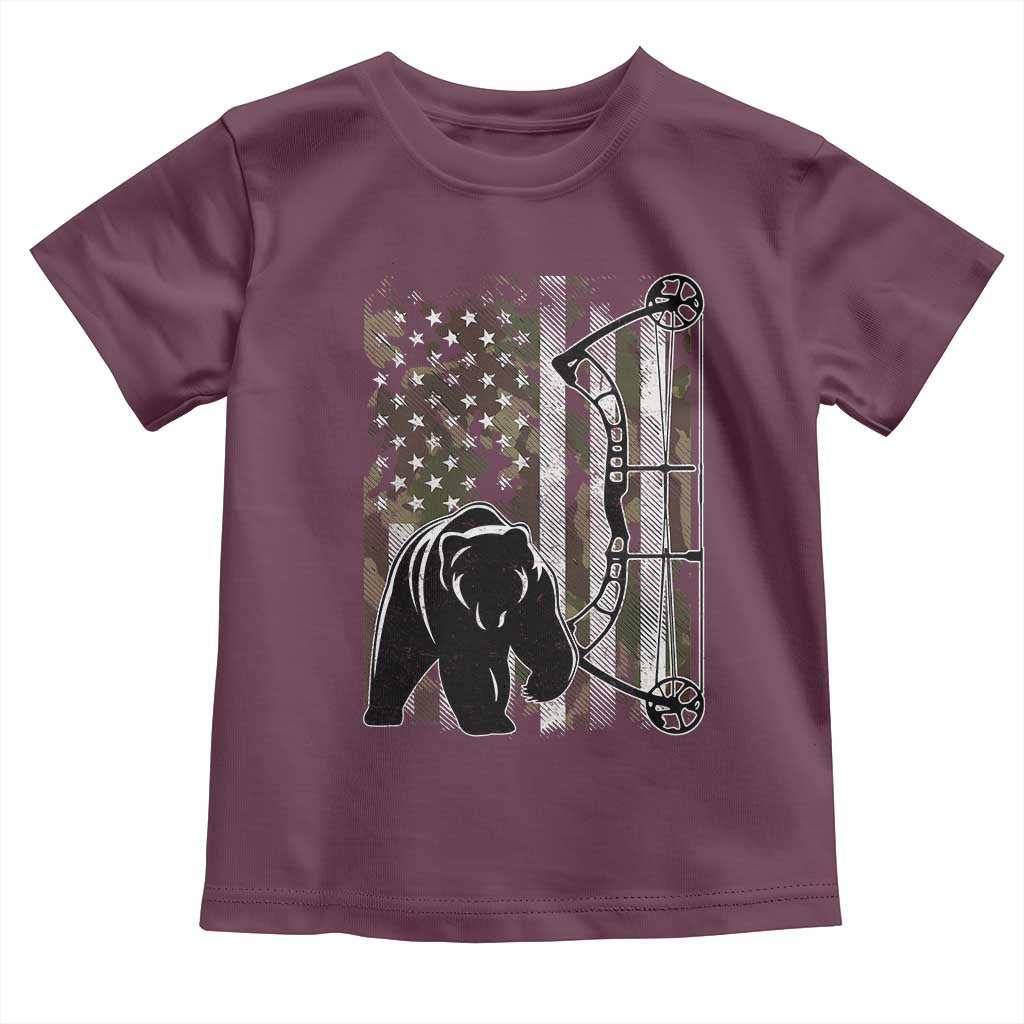 Bear Bowhunting Bow Archery Vintage Camo American Flag Toddler T Shirt - Wonder Print Shop