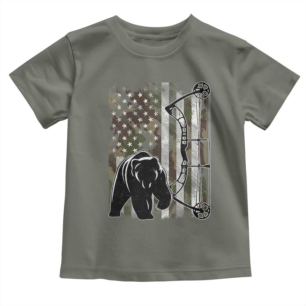 Bear Bowhunting Bow Archery Vintage Camo American Flag Toddler T Shirt - Wonder Print Shop