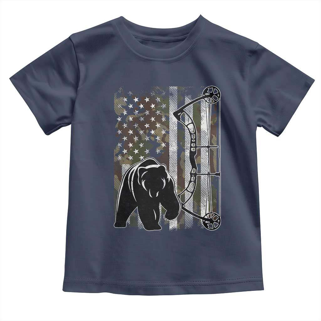 Bear Bowhunting Bow Archery Vintage Camo American Flag Toddler T Shirt - Wonder Print Shop