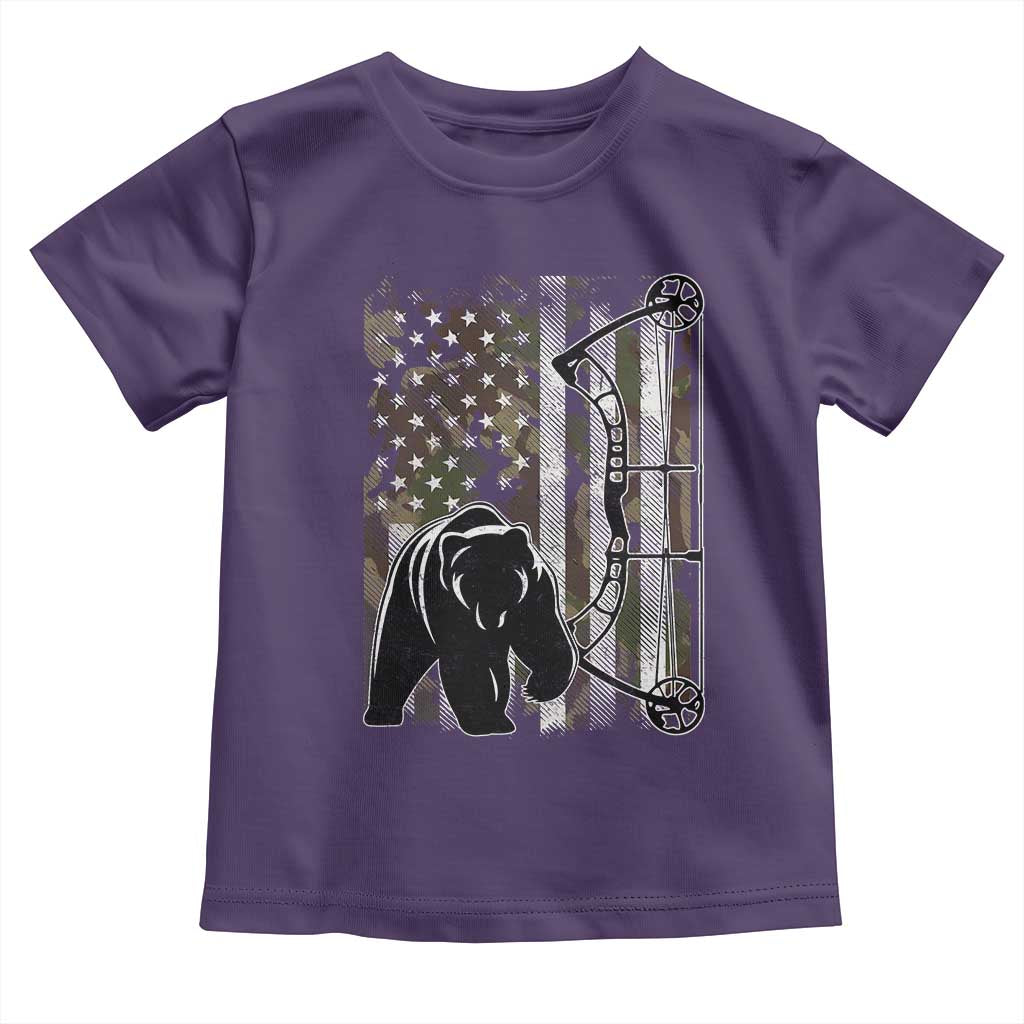 Bear Bowhunting Bow Archery Vintage Camo American Flag Toddler T Shirt - Wonder Print Shop