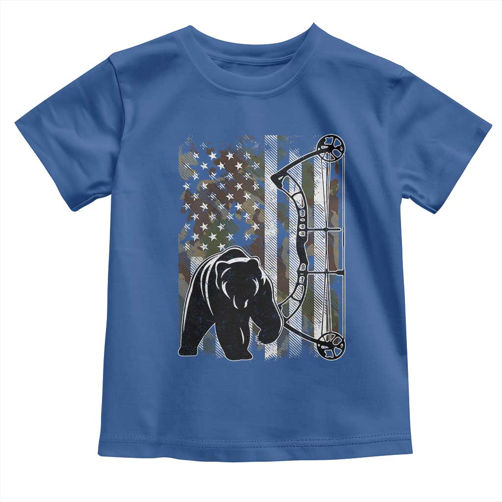 Bear Bowhunting Bow Archery Vintage Camo American Flag Toddler T Shirt - Wonder Print Shop