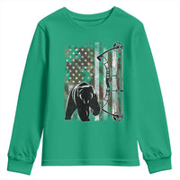 Bear Bowhunting Bow Archery Vintage Camo American Flag Youth Sweatshirt - Wonder Print Shop