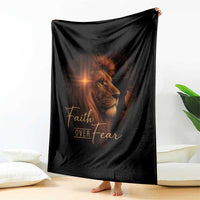 Faith Over Fear Throw Blanket Lion Of Judah Jesus Christian Religious - Wonder Print Shop