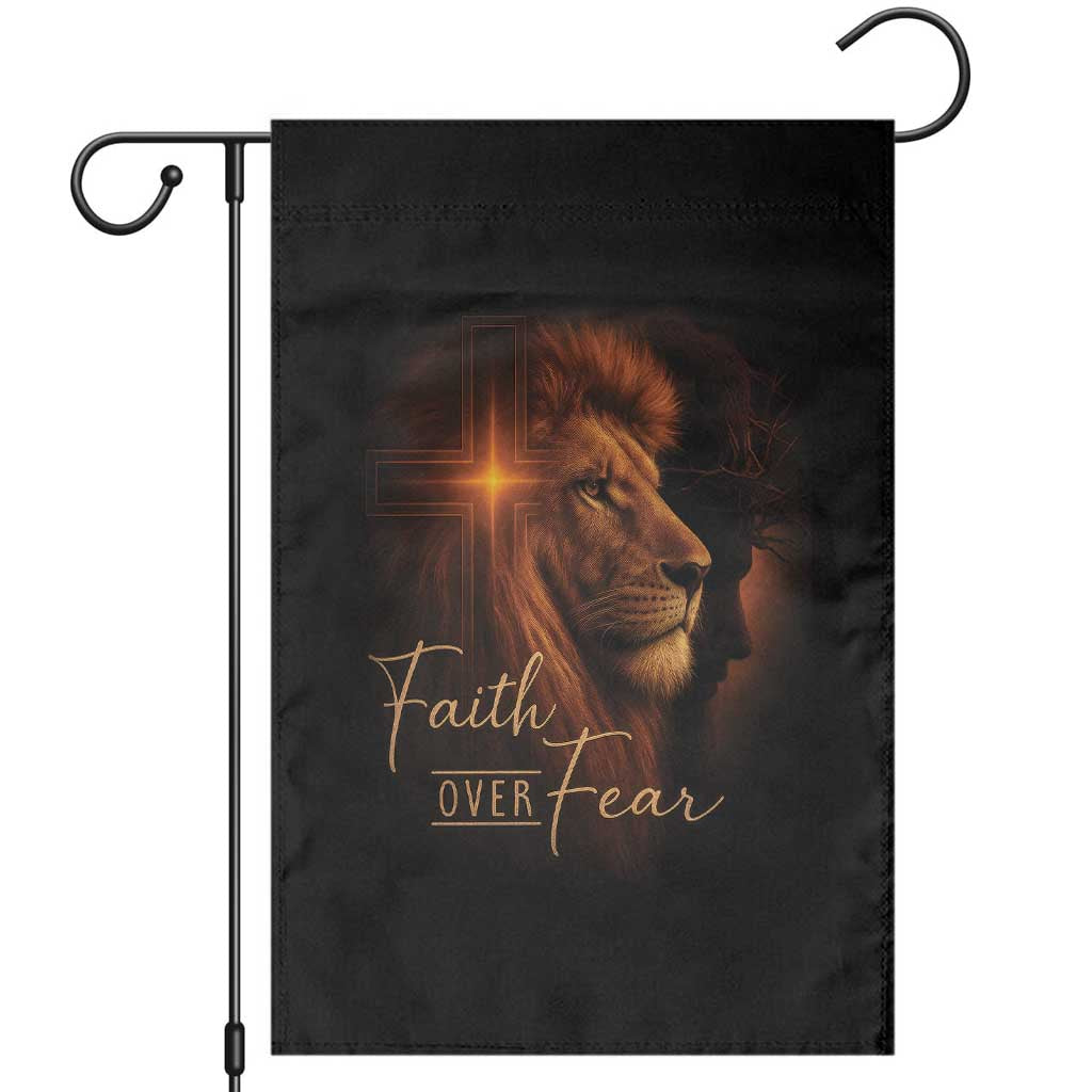 Faith Over Fear Garden Flag Lion Of Judah Jesus Christian Religious - Wonder Print Shop