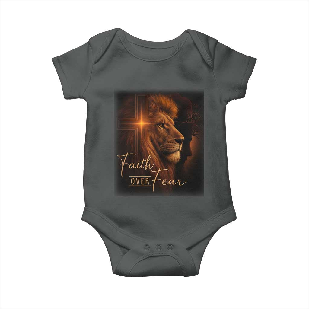 Faith Over Fear Baby Onesie Lion Of Judah Jesus Christian Religious - Wonder Print Shop