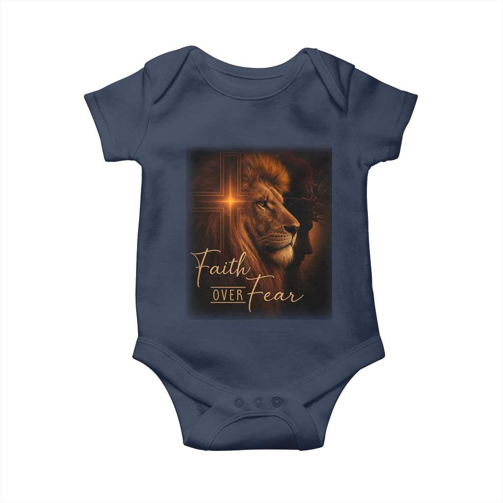 Faith Over Fear Baby Onesie Lion Of Judah Jesus Christian Religious - Wonder Print Shop
