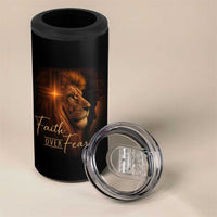 Faith Over Fear 4 in 1 Can Cooler Tumbler Lion Of Judah Jesus Christian Religious - Wonder Print Shop