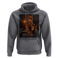 Faith Over Fear Hoodie Lion Of Judah Jesus Christian Religious - Wonder Print Shop
