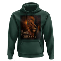 Faith Over Fear Hoodie Lion Of Judah Jesus Christian Religious - Wonder Print Shop