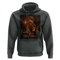 Faith Over Fear Hoodie Lion Of Judah Jesus Christian Religious - Wonder Print Shop