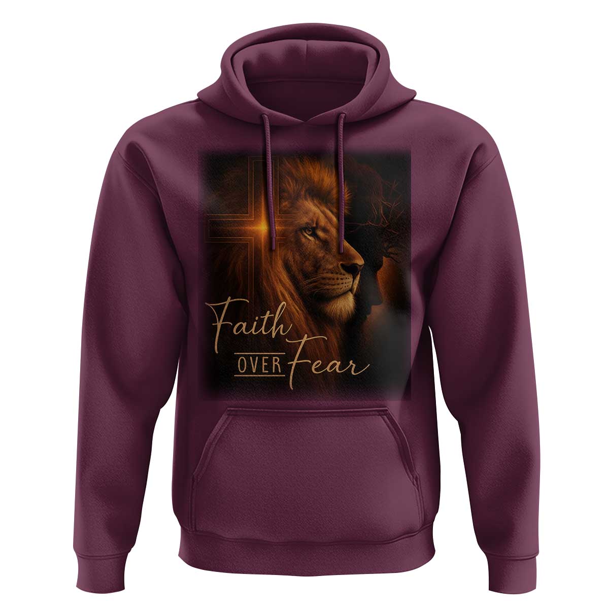 Faith Over Fear Hoodie Lion Of Judah Jesus Christian Religious - Wonder Print Shop