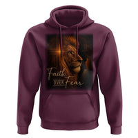 Faith Over Fear Hoodie Lion Of Judah Jesus Christian Religious - Wonder Print Shop
