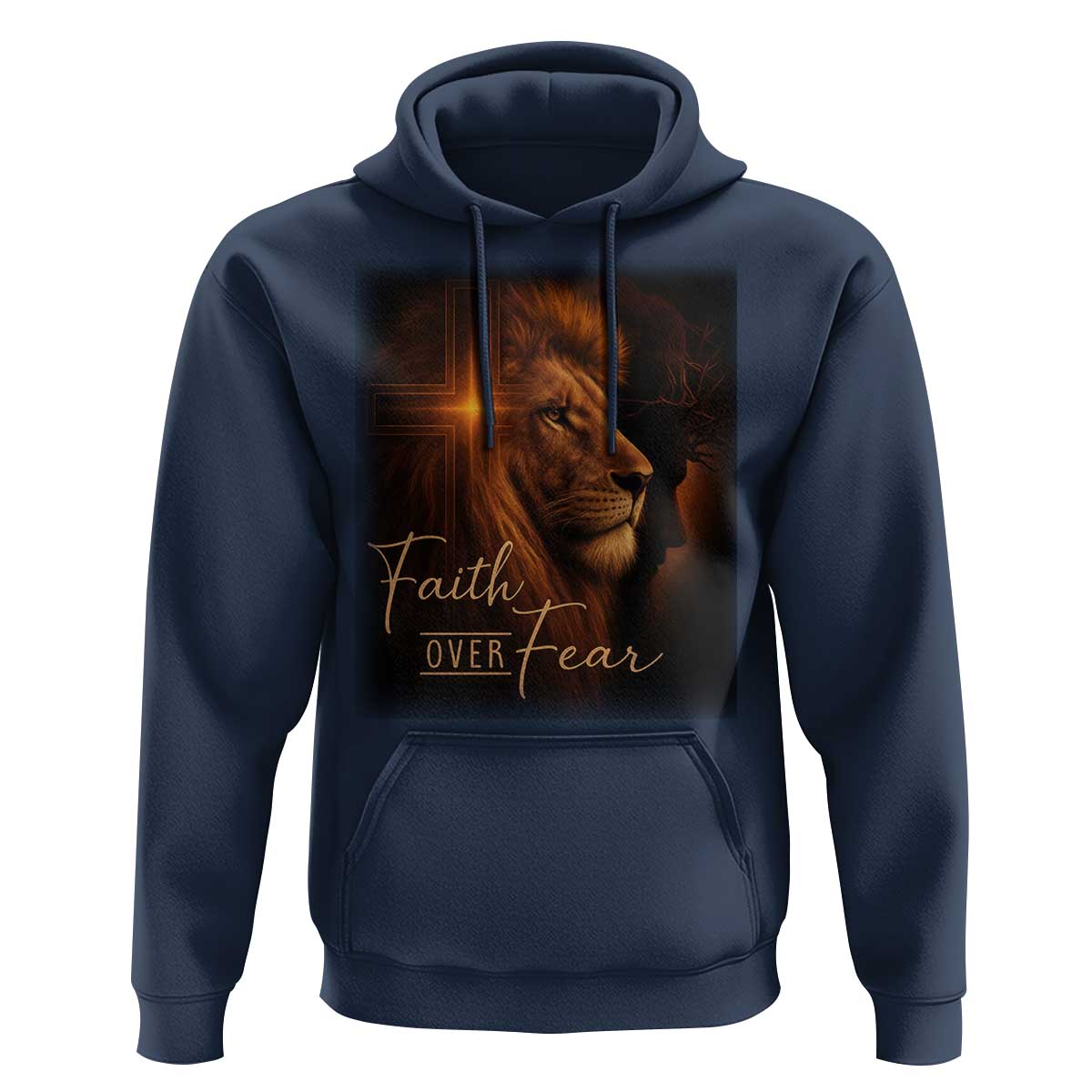 Faith Over Fear Hoodie Lion Of Judah Jesus Christian Religious - Wonder Print Shop