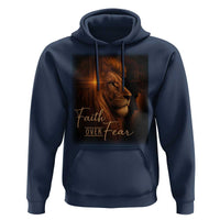 Faith Over Fear Hoodie Lion Of Judah Jesus Christian Religious - Wonder Print Shop