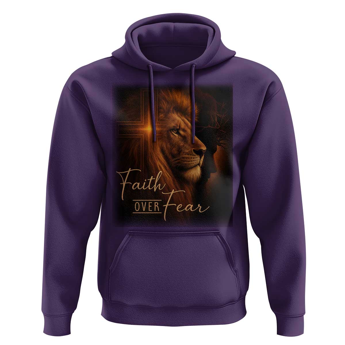 Faith Over Fear Hoodie Lion Of Judah Jesus Christian Religious - Wonder Print Shop