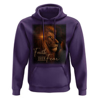 Faith Over Fear Hoodie Lion Of Judah Jesus Christian Religious - Wonder Print Shop