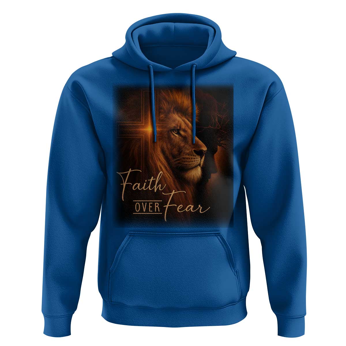 Faith Over Fear Hoodie Lion Of Judah Jesus Christian Religious - Wonder Print Shop