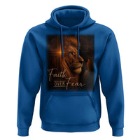 Faith Over Fear Hoodie Lion Of Judah Jesus Christian Religious - Wonder Print Shop