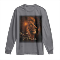 Faith Over Fear Long Sleeve Shirt Lion Of Judah Jesus Christian Religious - Wonder Print Shop