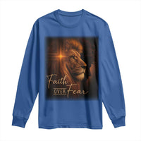 Faith Over Fear Long Sleeve Shirt Lion Of Judah Jesus Christian Religious - Wonder Print Shop