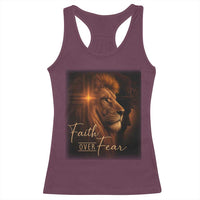 Faith Over Fear Racerback Tank Top Lion Of Judah Jesus Christian Religious - Wonder Print Shop