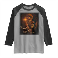 Faith Over Fear Raglan Shirt Lion Of Judah Jesus Christian Religious - Wonder Print Shop