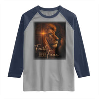 Faith Over Fear Raglan Shirt Lion Of Judah Jesus Christian Religious - Wonder Print Shop