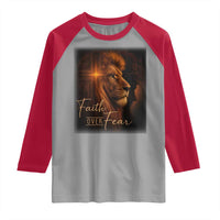 Faith Over Fear Raglan Shirt Lion Of Judah Jesus Christian Religious - Wonder Print Shop