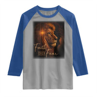 Faith Over Fear Raglan Shirt Lion Of Judah Jesus Christian Religious - Wonder Print Shop