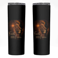 Faith Over Fear Skinny Tumbler Lion Of Judah Jesus Christian Religious - Wonder Print Shop