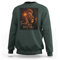 Faith Over Fear Sweatshirt Lion Of Judah Jesus Christian Religious - Wonder Print Shop